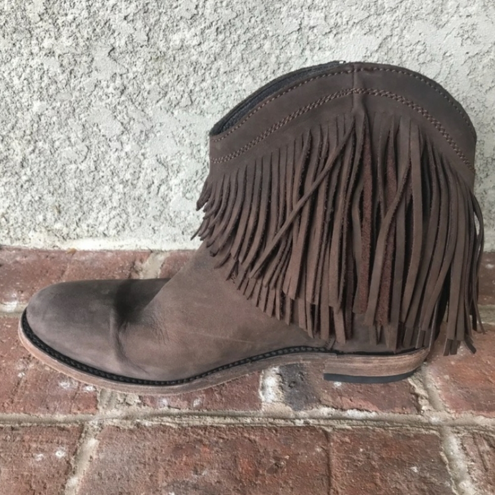 Liberty Black  brown fringe booties boots